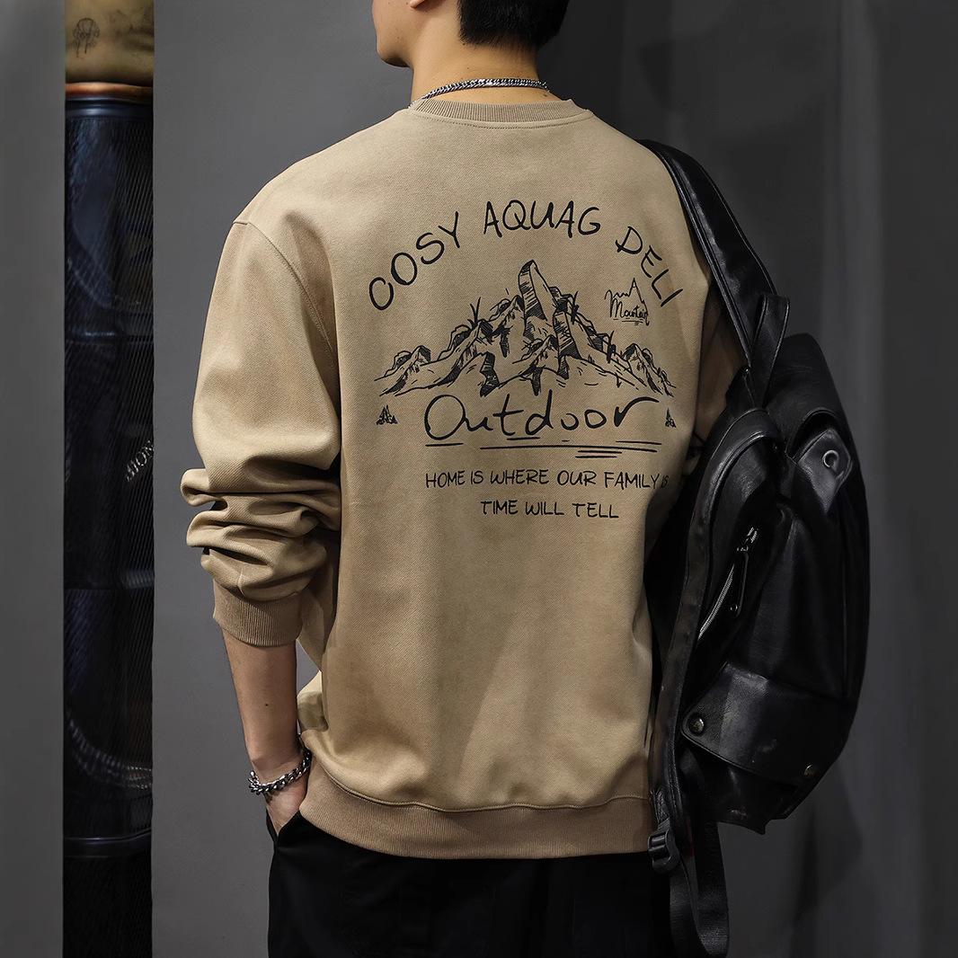 Осенний модный брендовый мужской свитер с принтом в гору — фото 4