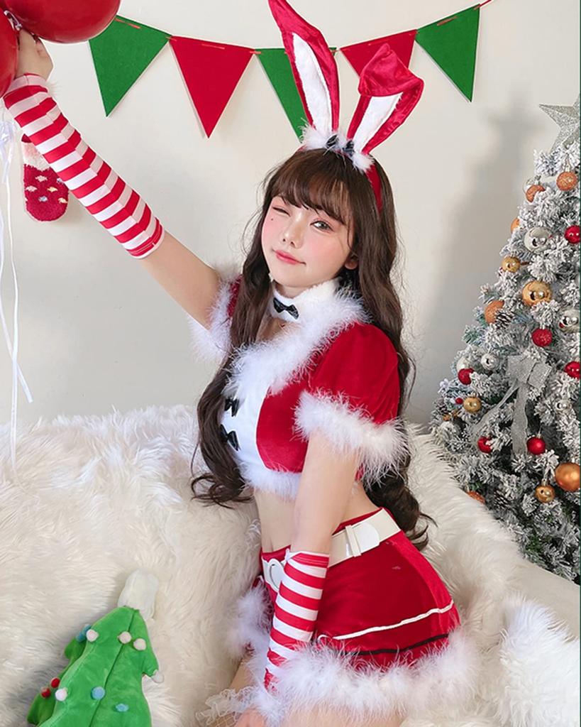 Milky Time Women's Sexy Santa Claus Bunny Girl Costume (Red)