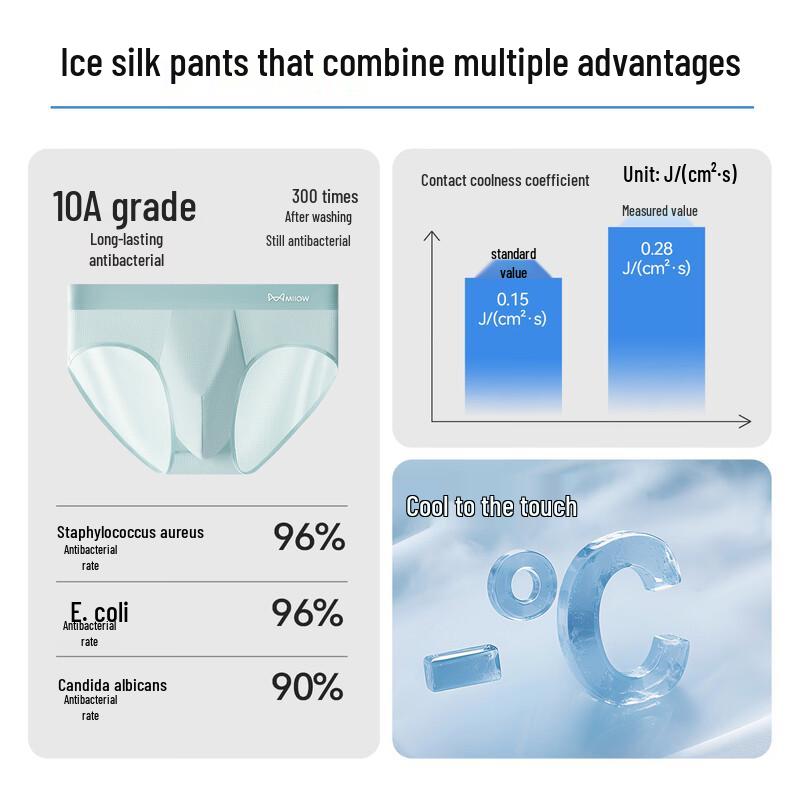 Maoren Men's Ice Silk Mesh Breathable Antibacterial Briefs