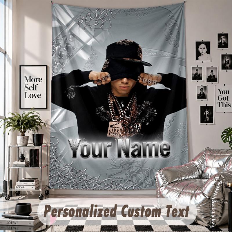 Wall Hanging Tapestry With Custom Name & Text, Central Cee Decorative Tapestry For Bedroom