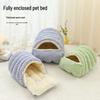 Cozy Half-Closed Pet Bed - Thickened, Washable, All-Season Comfort for Cats and Dogs