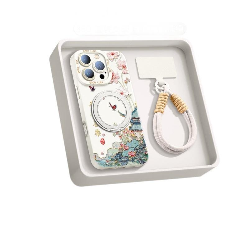 Applicable To Iphone16promax Mobile Phone Case, New Apple 17plus Case 15 with Lanyard 14 Magnetic Bracket