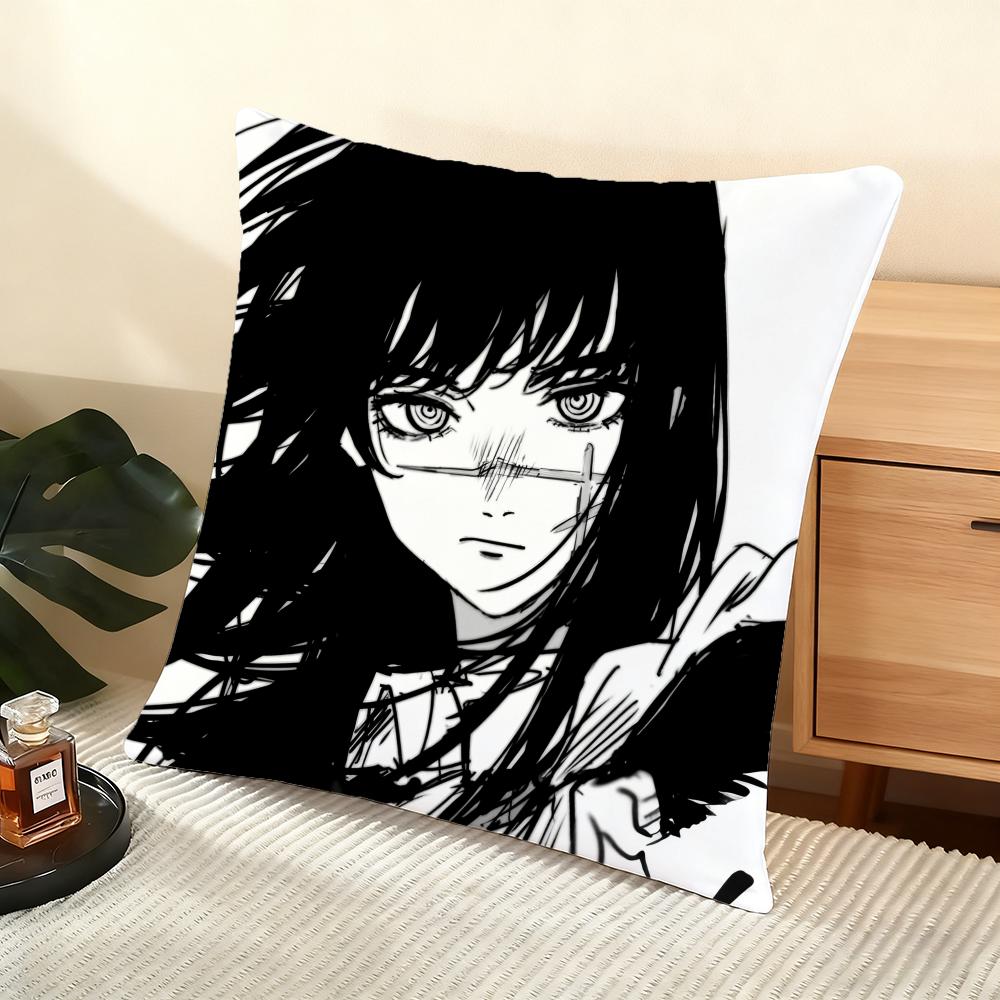 Anime C-Chainsaw Man Cushion Cover Soft Short Plush Pillow Cover Smooth Cozy Texture Aesthetic Cushion Case Home Decor