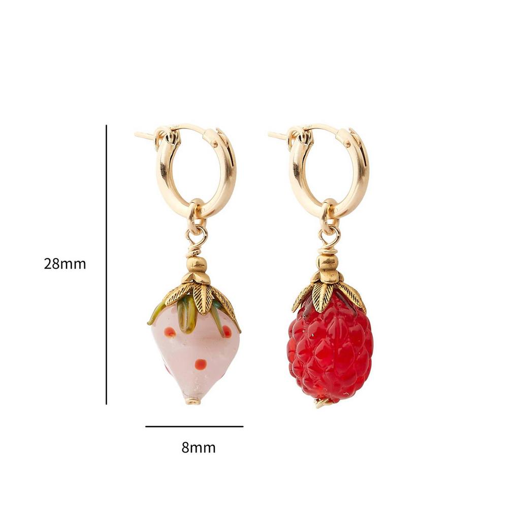 Fashion Summer Color Fruit Series Strawberry Raspberry Earrings Earrings Gold-Plated Color Retention