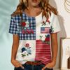 Women's Fashionable Casual Round-neck Printed Short-sleeved T-shirt Top