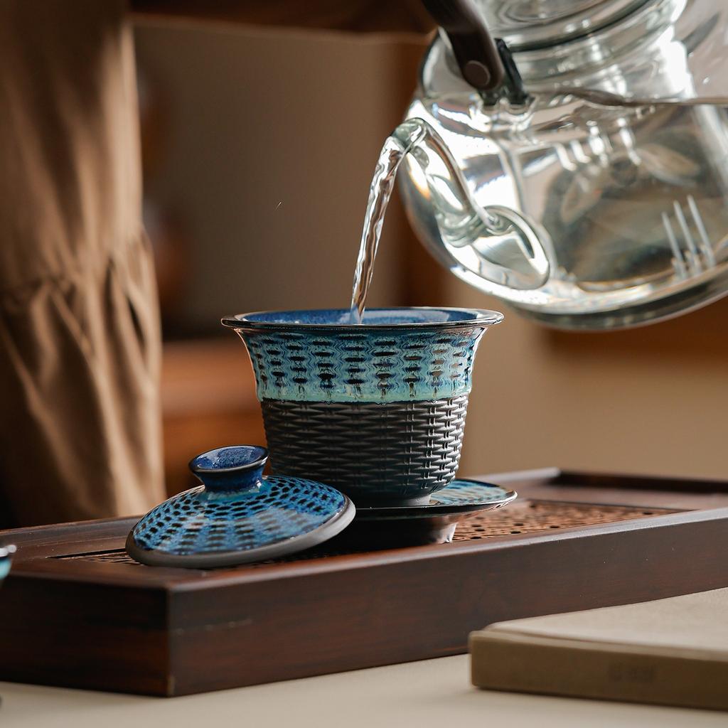New Zisha Tianmu glaze tea set high-end gift box for gifts, clients, and light luxury business gifts