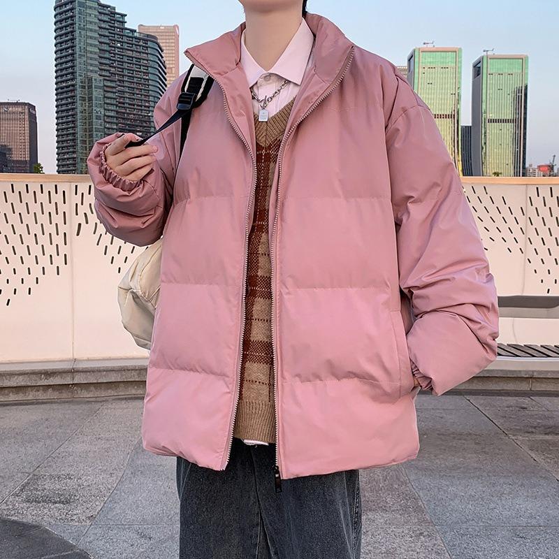 Padded Clothes Men's Solid Color Warm Bread Clothes Trendy Brand Loose Large Size Short Stand-up Collar Cotton Clothes Jacket Winter Clothes