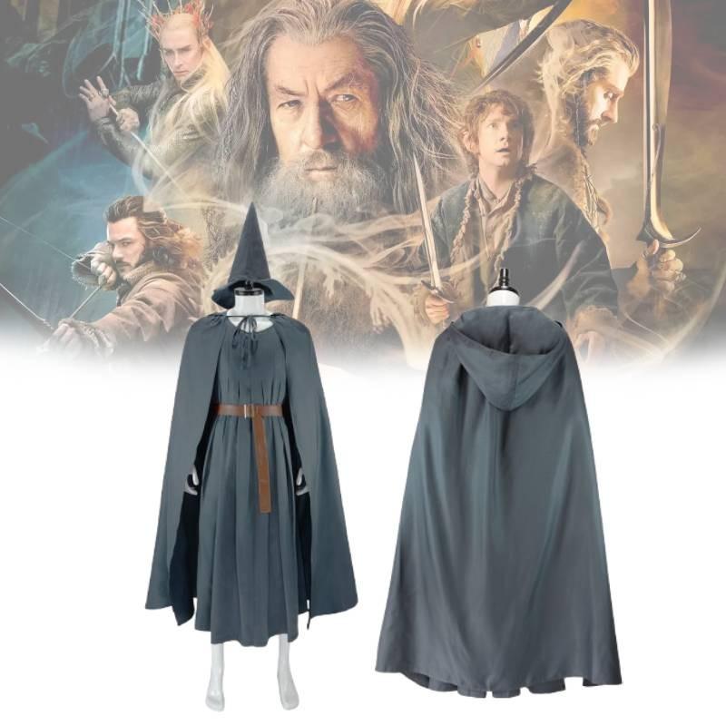 The Hobbit Gandalf Cosplay Costume With Cloak And Hat For Halloween Role Play