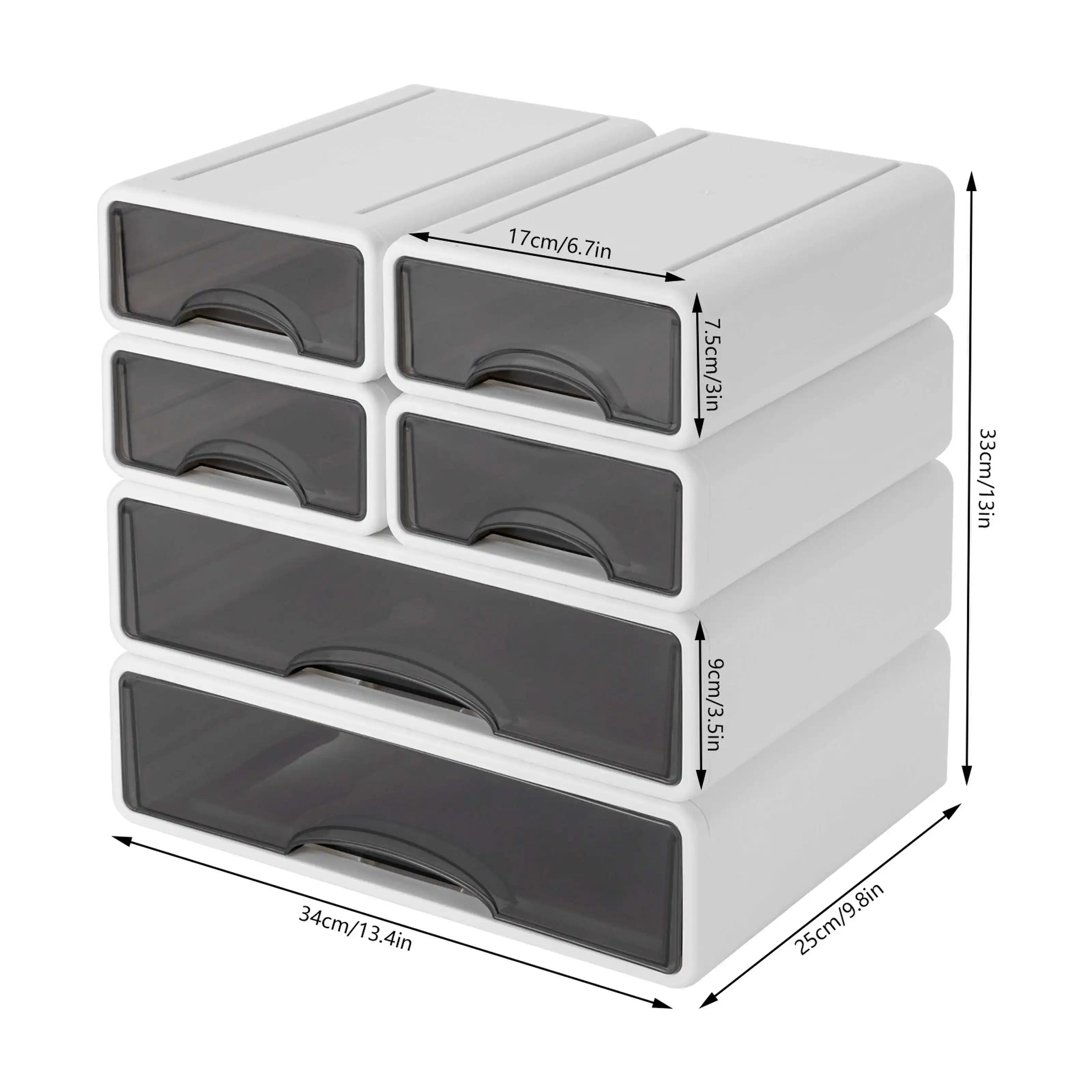 

Office Storage Box w/ 6 Drawers, White Plastic Drawers Organizer, Stackable Storage Drawers for Home білий