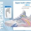 Anta Jóvenes Niños Aire Espacio Cómodos Simples Absorción de Impactos Duraderos Zapatos de Baloncesto de Caña Baja Zapatos de baloncesto para niños Blanco Azul A312421105-2