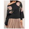 Women S Loose Round Neck Long Sleeve Knit Sweater Lazy Floral Pattern