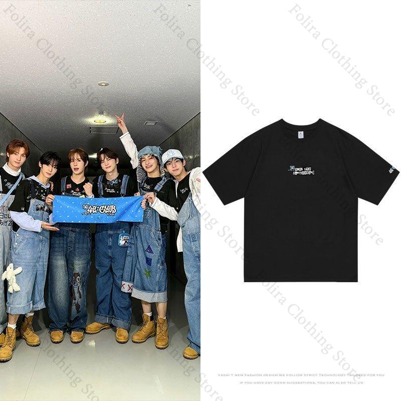 2025 TWS Japan 42CLUB FM Concert Tshirt for Fans Summer Tops Black Short Sleeve Tee Womens Tshirt Ladies Clothes