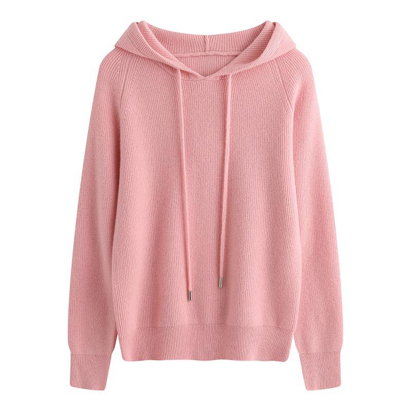 Women's Slim Fit Hooded Wool Cardigan Sweater - Knitted Long Sleeve Versatile Pullover Base Layer