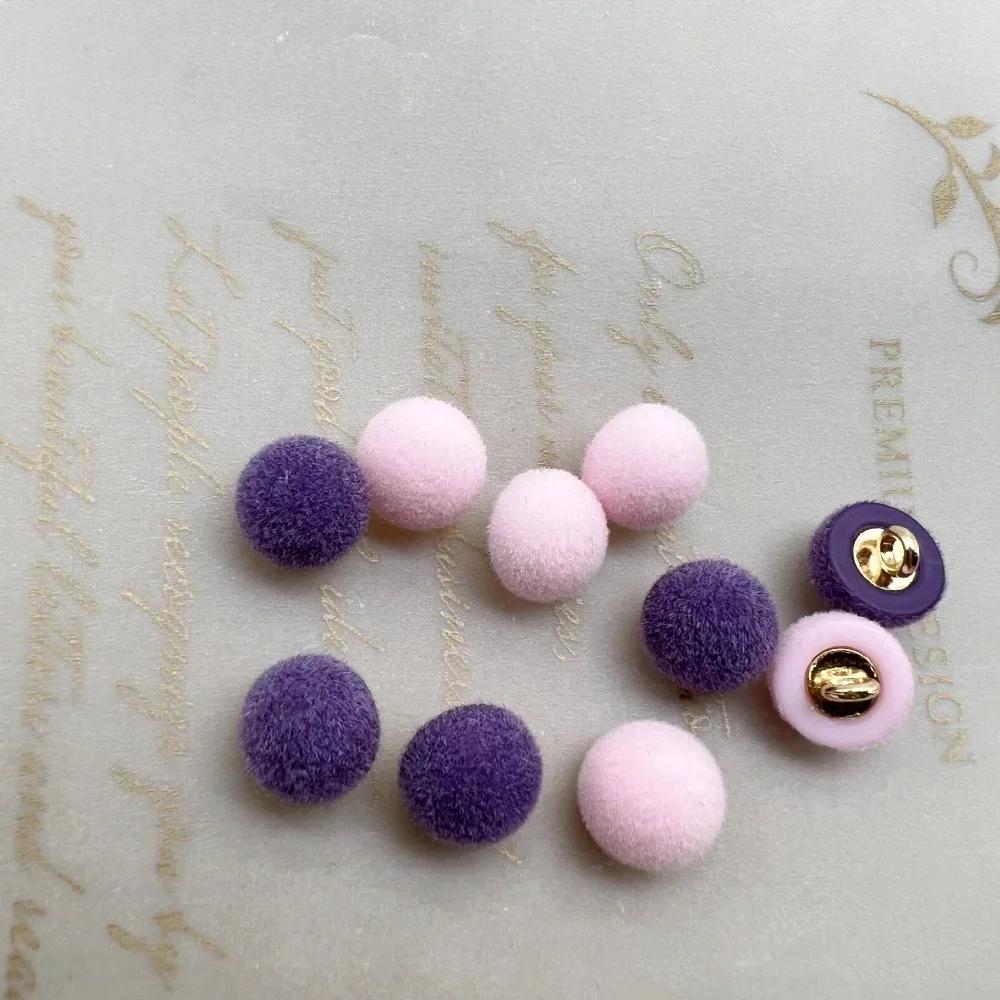 10pcs/lot Beautiful Pile Coating Buttons 10mm Small Mushroom Plastic Shank Button Winter Clothes Sewing Accessories