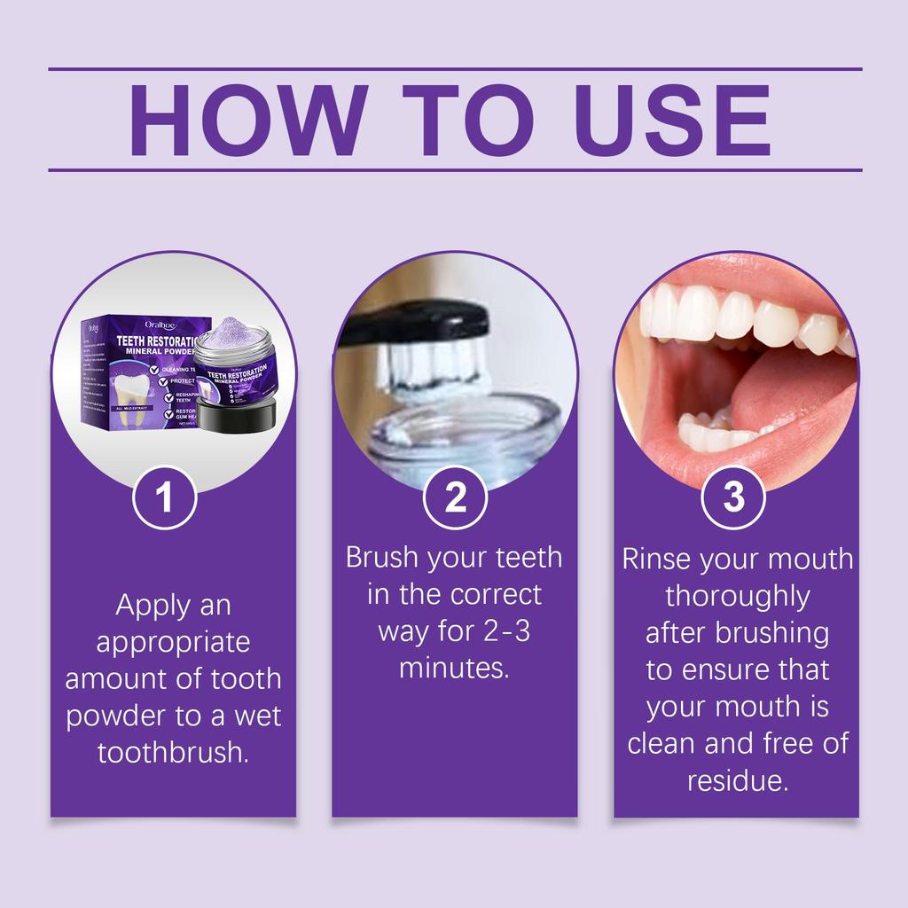 Mineral Powder Whitening Remove Stain Plaque Strengthen Teeth Improve Oral Smell Purple Teeth Brighten Powder