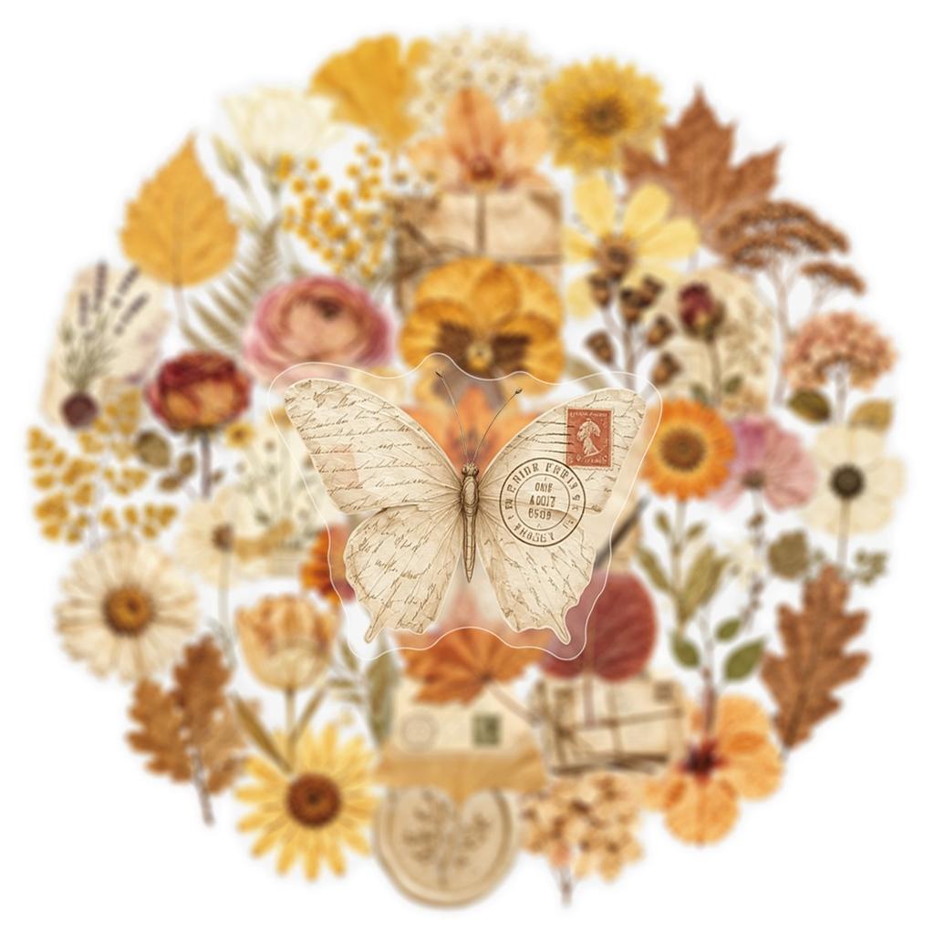 50Pcs/Set Wabi-sabi. Retro Flowers & Leaves Series 06 PET Stickers Waterproof DIY Fashion Doodle Decals Stickers