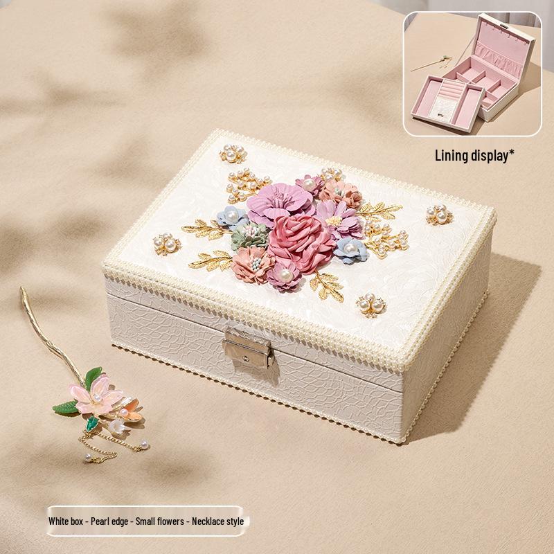 Exquisite High-End Floral Jewelry Box - Luxurious Ornament Storage for Birthday Gifts