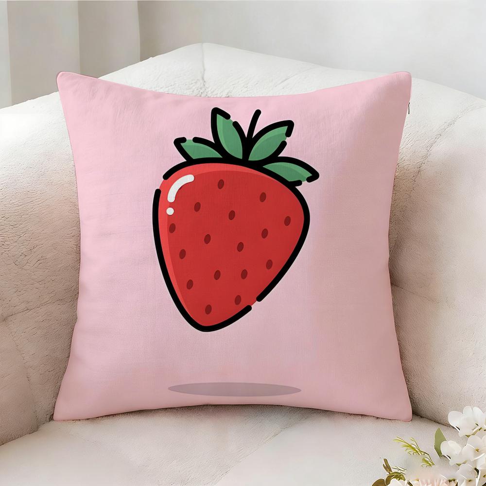 Strawberries Cute Food Pillow Case Pillowcase Doublesided Printed Sofa Cushion Bedroom Headboard Pillow