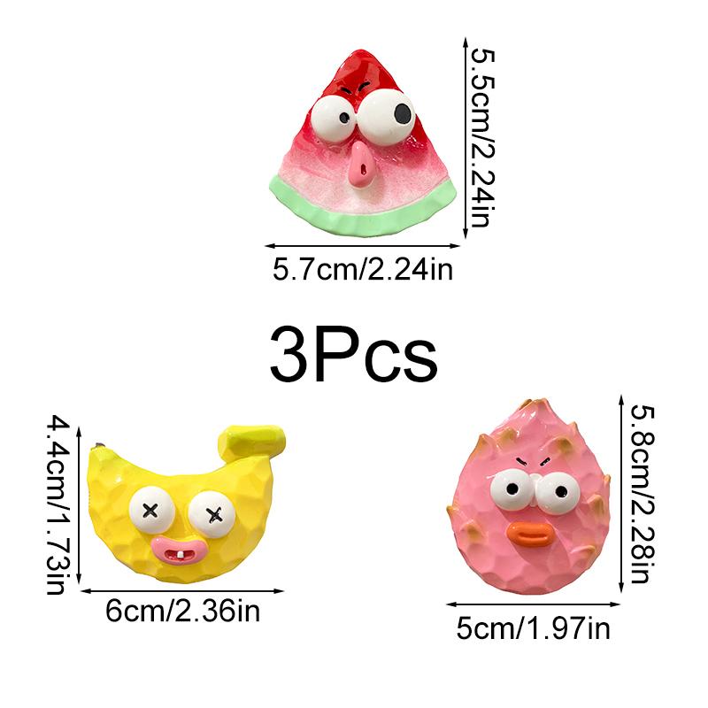 3Pcs Cartoon Funny Fridge Stickers Cute & Creative Resin 3D Refrigerator Stickers Magnetic Kitchen Decor