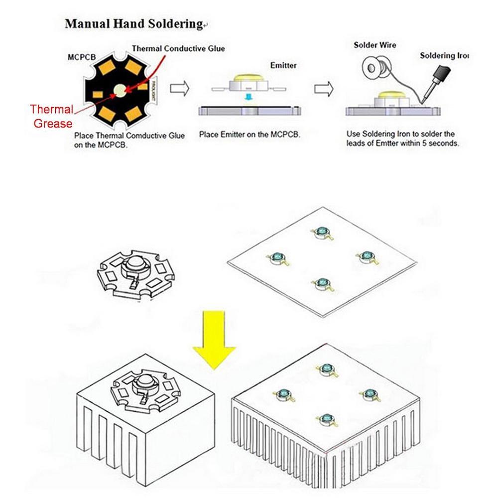 10Pcs 5W High Power Chip Light Bead Emitter Warm White White Yellow Green Pink Red 45MIL 2 2 7V 180-550LM  380NM 6500K LED Bulb