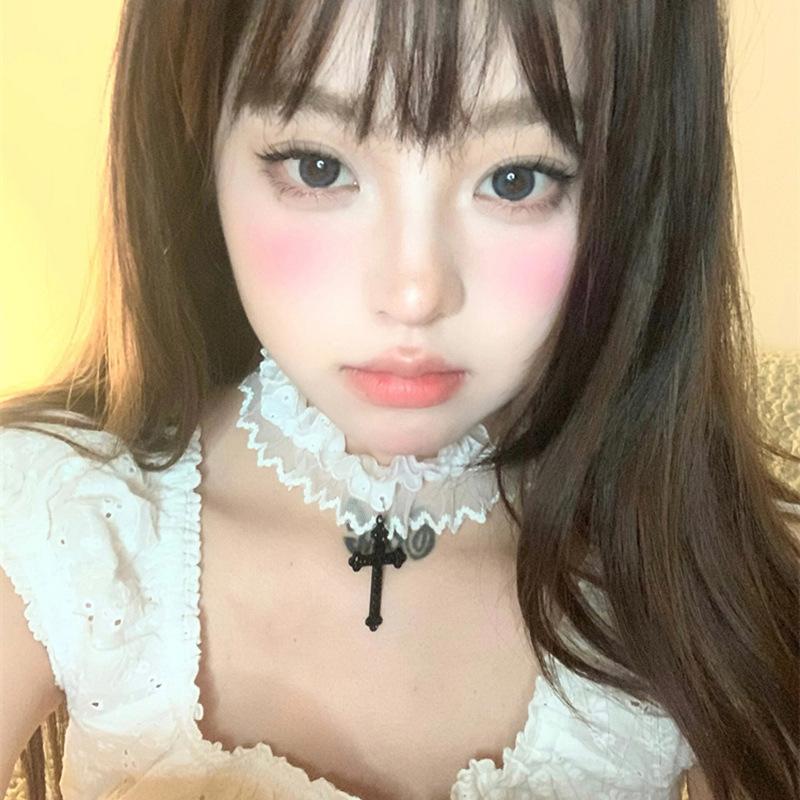 

Милая крутая девушка кружевной крест кулон воротник сексуальная красотка чокер ожерелье друзья азиатская культура ключица цепь