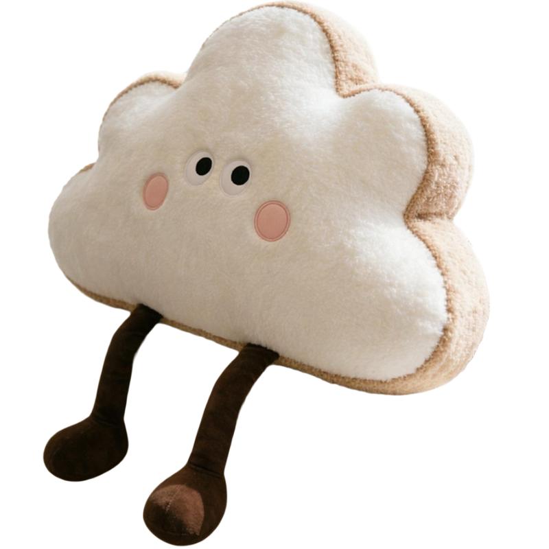 35~65cm Toast Cloud Plush Pillow Kawaii Humanoid Decor Plushie Sofa Chair Back Support Cushion Gift