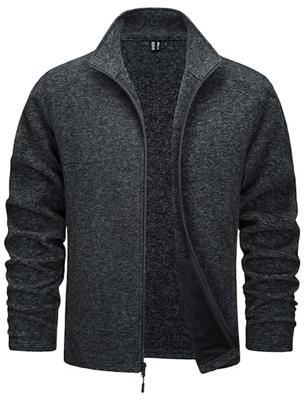 TACVASEN Men's Fleece Jacket, Multiple Pockets, Lightweight and Warm for Fall and Winter, Perfect for Sports, Fishing, and Hiking, Breathable, Solid C