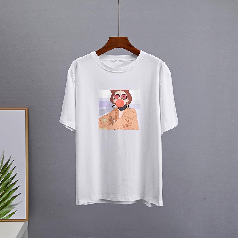 Hirsionsan Kawaii Graphic Printed T Shirts Women Summer Plus Size Harajuku Cotton Tees Oversized Casual Short Sleeves Female Top
