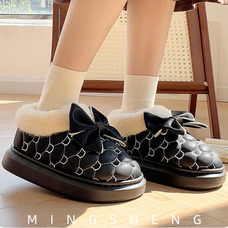 Women Snow Boots for Cute Butterfly Fluffy Botas Autumn Print Bear Thick Bottom Platform Boots Outdoor Comfort Warm Cottom Shoes