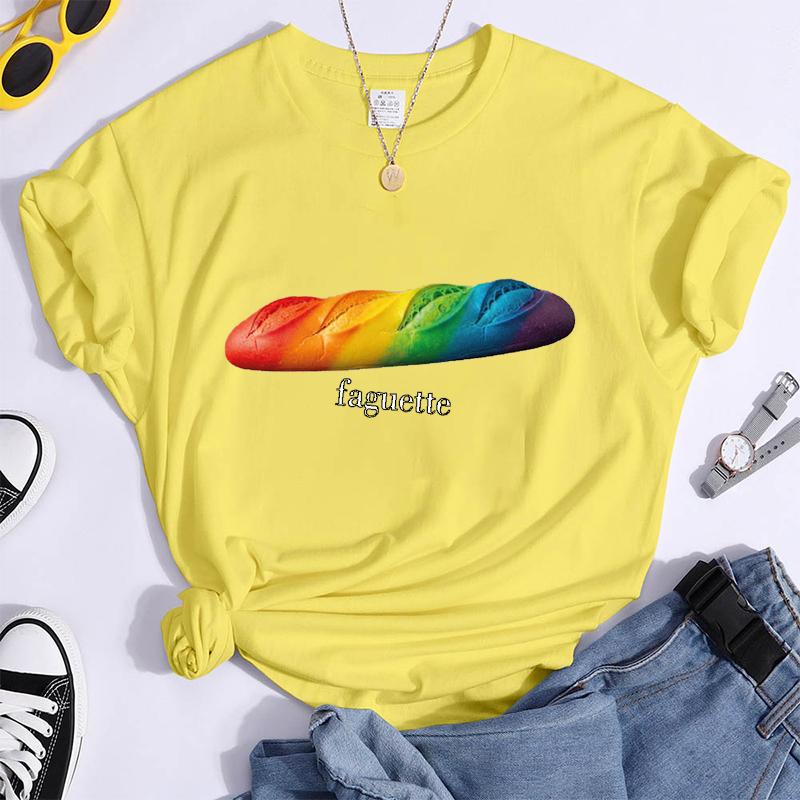 Fun Baguette Faguette LGBT Tshirts Women Men Short Sleeve Lesbian Bisexual Streetwear Fashion Crewneck GAY Trend Tshirts