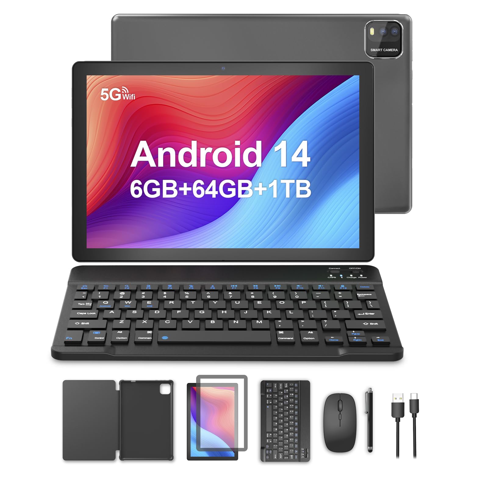 

New PUTECCH Android 14 Model with 5G Dual Bluetooth 1280 x 800 FHD IPS GMS Tablet PC with Mouse and Pen 10-inch Tablet, Tablet, 10-inch Wi-Fi сірий колір