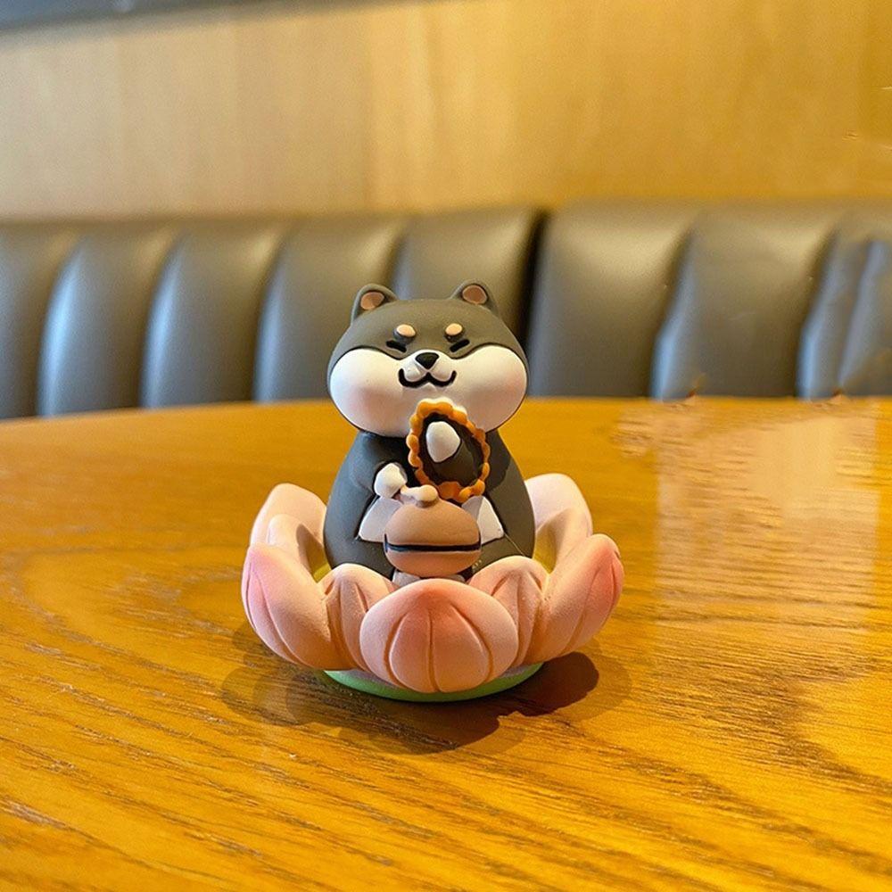Cartoon Good Luck Lotus Ornament Buddha Style Capybara Model Figure Lotus Pig Car Ornaments Office