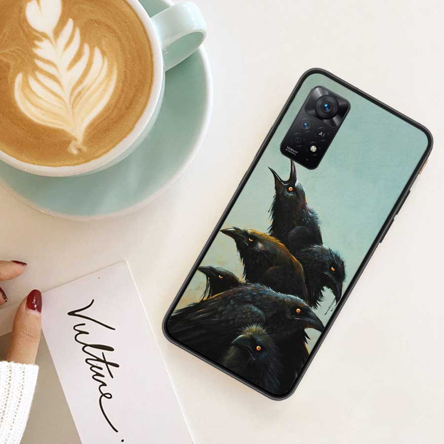 

Чехол для телефона с рисунком черепа ворона для Xiaomi Redmi Note 12 Plus 12S 11 11T Pro 5G 11E 11S 4G 10 10S 9 9S 9T 8 8T 7 6 5 Cover S Redmi Note 9S(9 Pro)