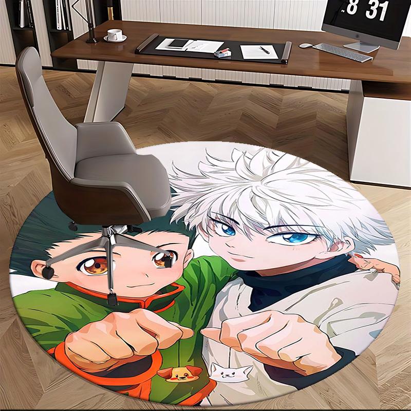 Tapis de bureau rond antidérapant à motif anime (1 pièce), idéal pour la décoration intérieure.