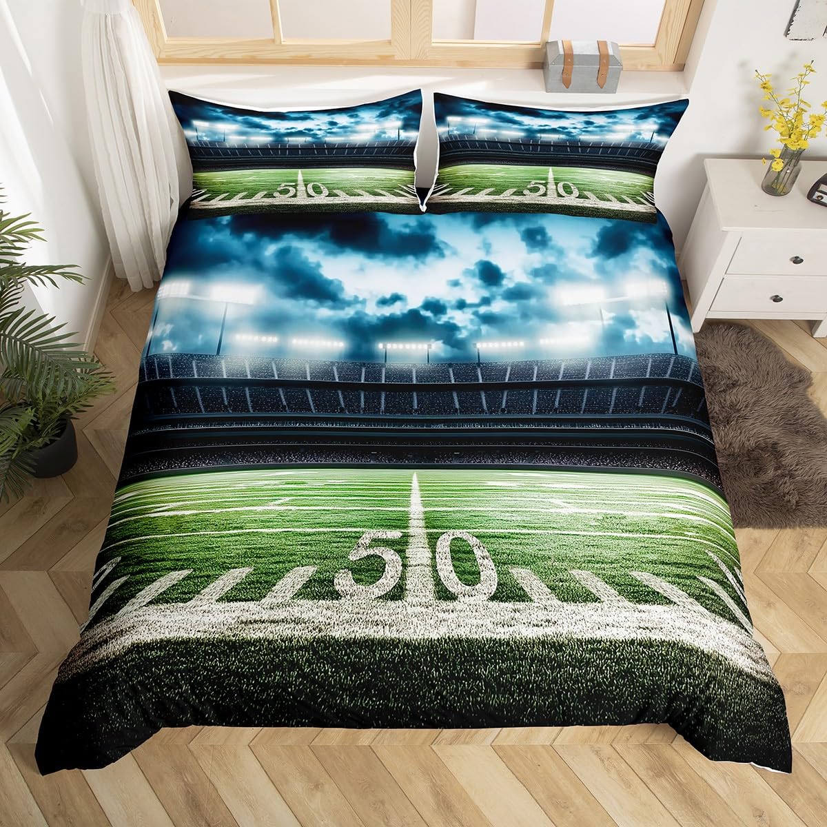 

Comforter Boys Football Microfiber 3D Soccer Comforter Ball Sport Theme Bedding Set Single Twin King For Kids Teens Comforter (quilt)-EU Single(135*200cm)3pcs