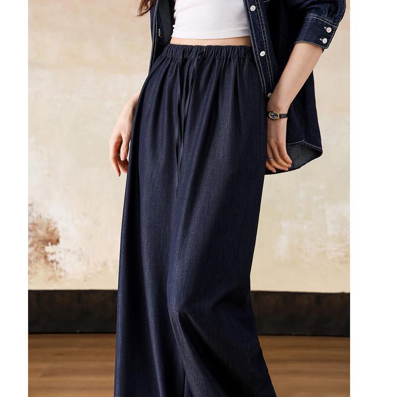 Demana Women s Casual Minimalist Wide-Leg Elastic Waist Pants S