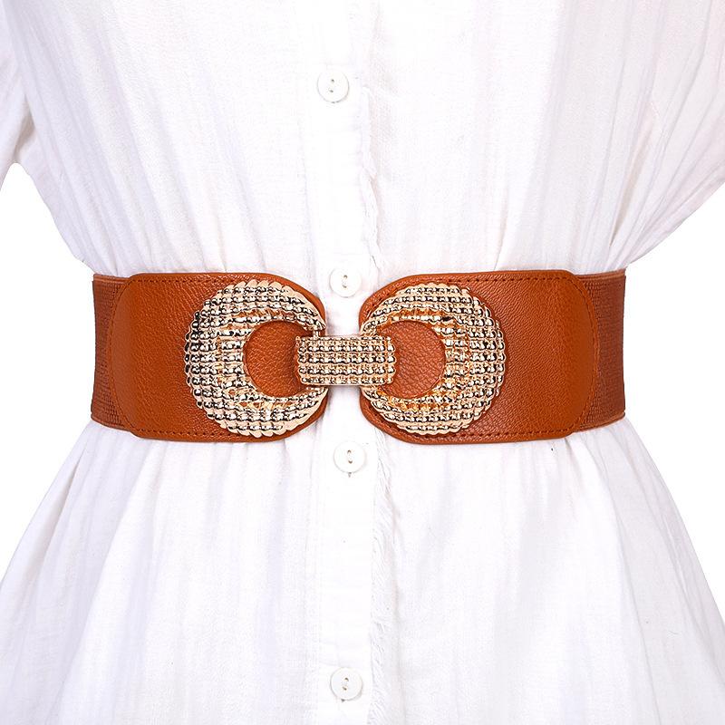 

Модная женская эластичная широкая талия, пуховик, повседневный эластичный пояс, свитер, декоративный пояс 60-80cm верблюд