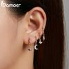BAMOER 925 Sterling Silver Gilded 1Pair Shiny Zircon Moon & Star & Demon Eye & Butterfly & Lightning Earrings Buckle for Women Fine Jewelry