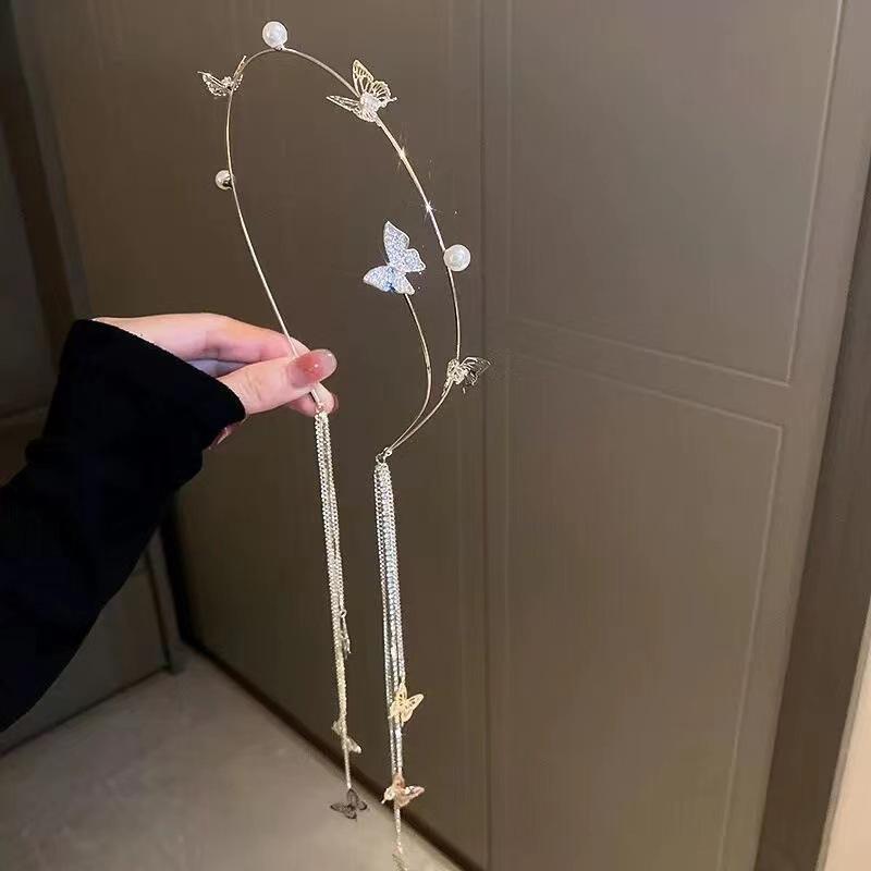 

Повязка на голову с кисточкой в виде бабочки из страз - Милый сказочный японский дизайн, аксессуар для волос