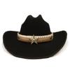 Large Five-pointed Star Woolen Wide-brimmed Festival Celebration Outdoor Shaped Western Cowboy Felt Hat for Sun Protection and Warmth