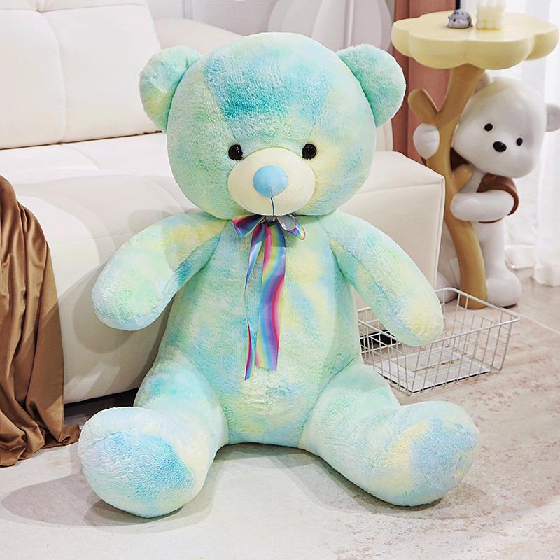 

Сидячий Плюшевый Мишка с Разноцветной Лентой Большая Разноцветная Плюшевая Игрушка Мишка-Обнимашка Тряпичная Кукла Подарок на День Святого Валентина 40cm зелёный