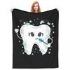 Dentist Tooth Teeth Blankets Soft Warm Flannel Throw Blanket Bedspread for Bed Living Room Picnic Travel Home Couch