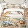 Jungle Safari Friends Print 3Pcs Bedding Setduvet Cover With 2 Bedropillowcase Home Birthday Gift