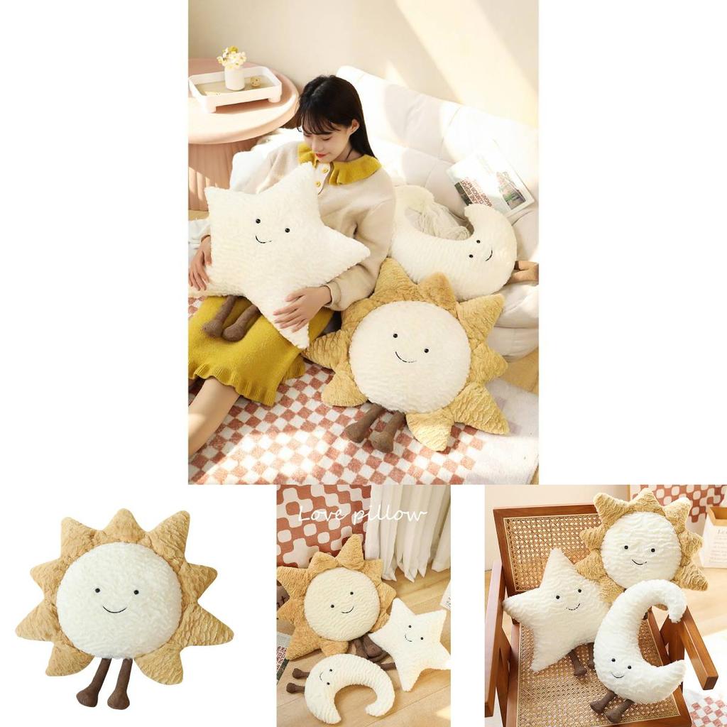 Adorable New Ins Style Plush Moon Sun And Star Pillow For Office And Naps 40cm And 60cm Soft Supportive Comfort