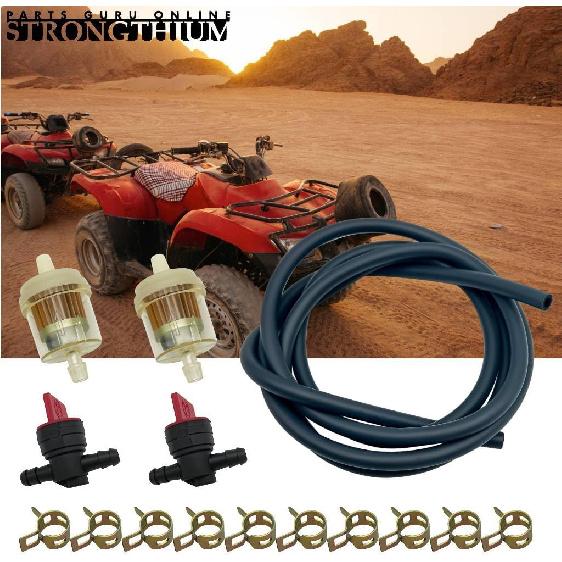 STRONGTHIUM 1/4 In Gas Fuel Line Hose With Clamps Valve & Filters Kit Compatible With Briggs & Stratton Craftsman MTD Kawasaki Kohler Small Engines