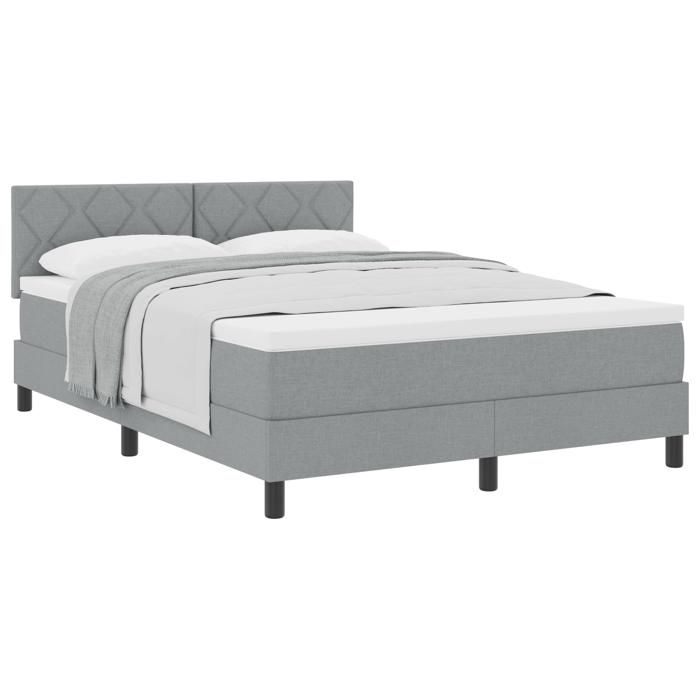VidaXL Lit Box Spring avec Matelas Gris Clair 140x190 cm en Tissu 3338762