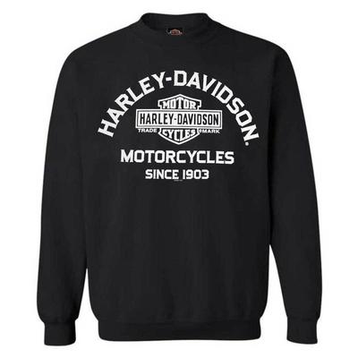 Harley-Davidson Herren Langarm Sweatshirt Schwarz Polyester Baumwollmischung