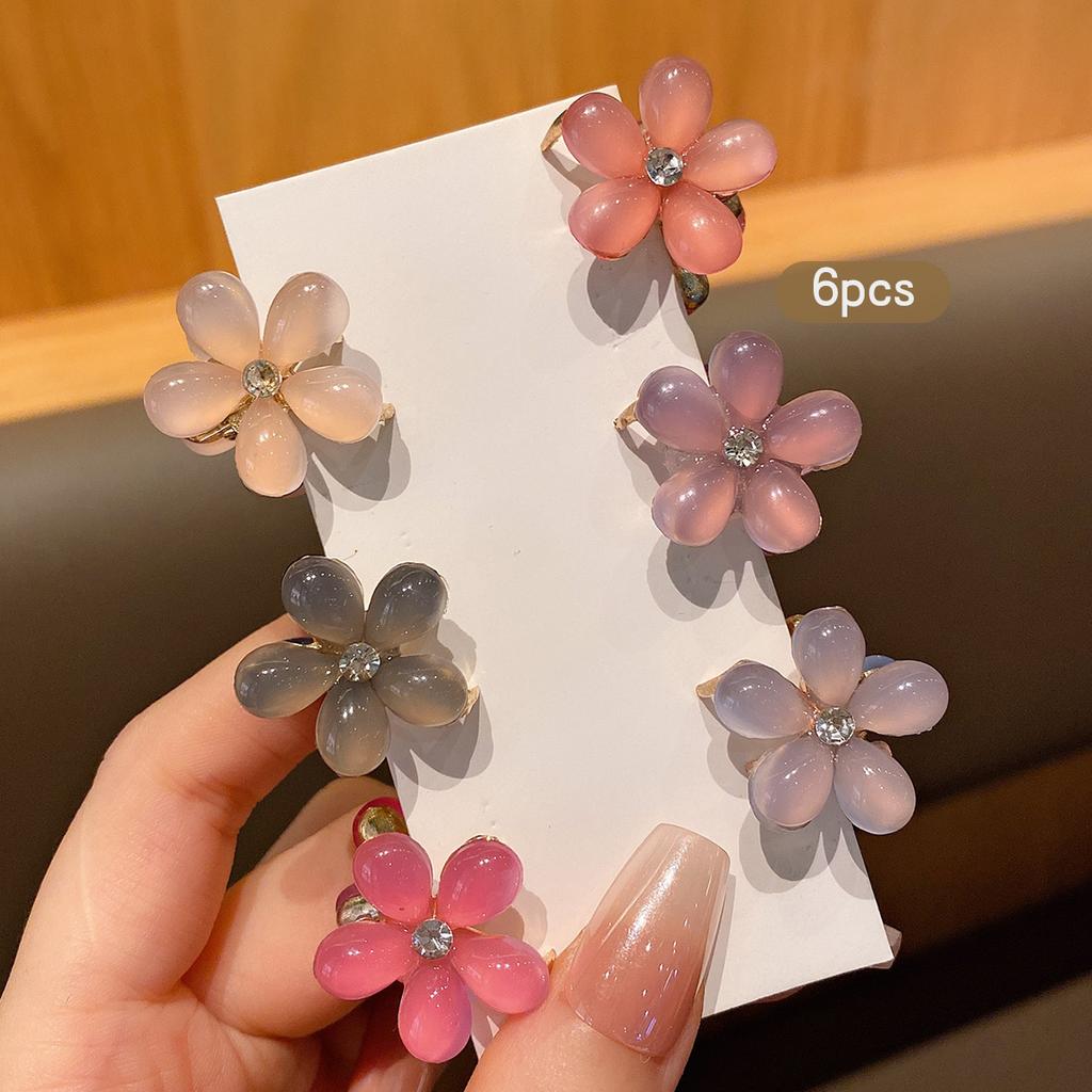 6 Färgglada Små Blomma Hårklämmor Söt Koreansk Stil Mode Hårspännen Lämpliga för Daglig Användning Håraccessoarer