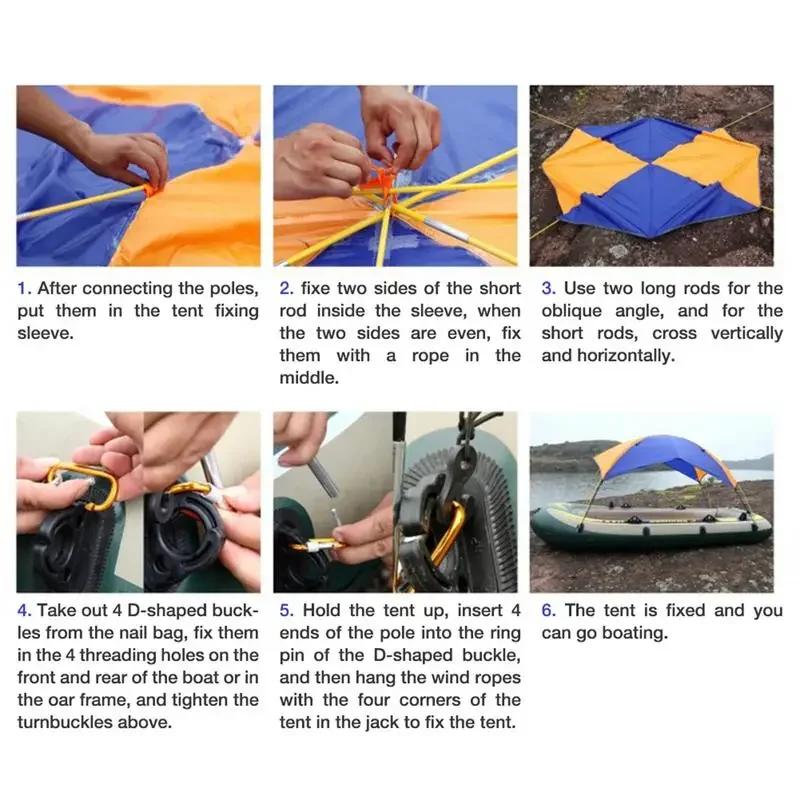 Universal Boat Canopy with UV Protection Portable Fishing Tent Sun Rain Shelter for Rubber Dinghy Water Sports