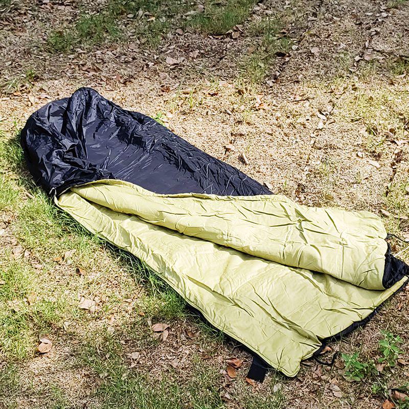 A1R Tunnel Water-Resistant Warm Sleeping Bag - Lightweight, Black, Capsule Design with Protective Cover, Dirt-Resistant, Inflatable.